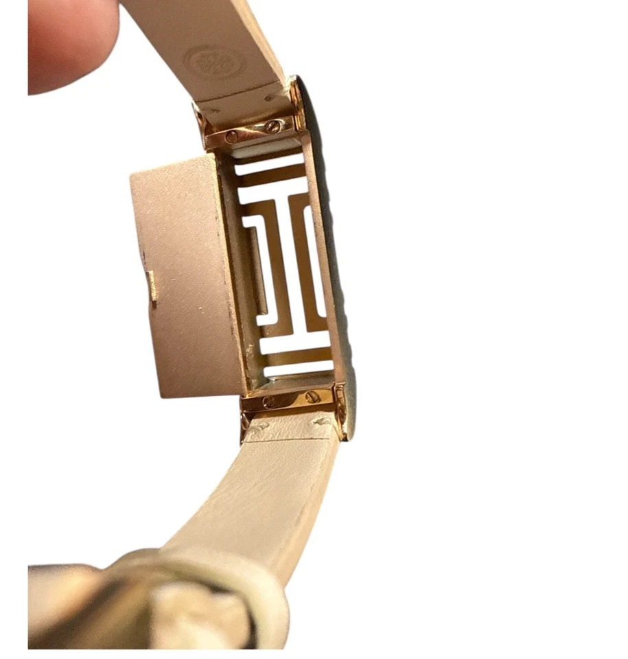 Pulsera envolvente de cuero rosa TORY BURCH cubierta Fitbit dorada 15" TB789 Foto 2 de 3