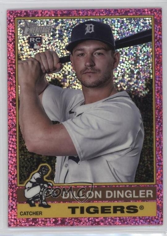 2025 Topps Heritage Chrome Pink Sparkle Refractor Dillon Dingler #130 Rookie RC