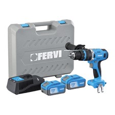 Trapano a percussione a batteria FERVI FB20ID3AB-24 - 2 batterie+carica batterie