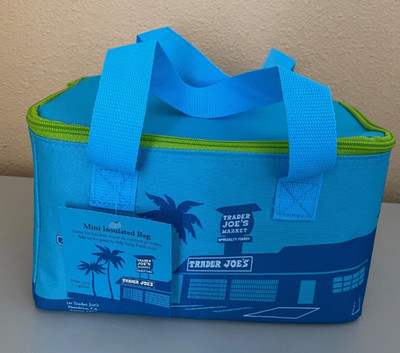EACH Trader Joe s Mini Insulated cooler Tote Bag Light Blue/light green Teal L10