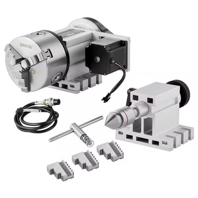 K11 100Mm Dividing Head with 3-Jaw Chuck, 4Th Axis a Axis for CNC Router Milling