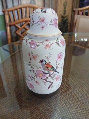 Vintage Porcelanas Ibis From Portugal Ginger Jar With Lid Handpainted Floral