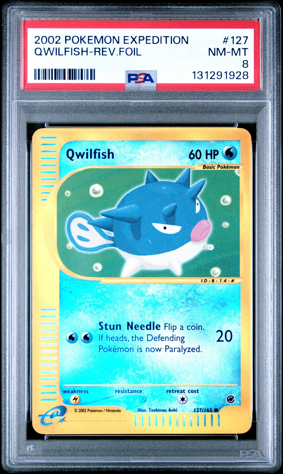 2002 POKEMON EXPEDITION #127 QWILFISH-REVERSE FOIL PSA 8