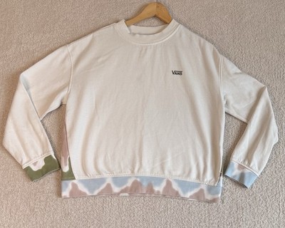 Van's Women Crew Neck Sweatshirt. White Size M Vandalia Dip Dye.