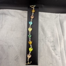 Vintage Lampwork Bracelet Beaded Heart 7”
