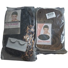Wig Bundle Brown Wavy Black Curly Leopard Headband Weaving Caps False Eyelashes