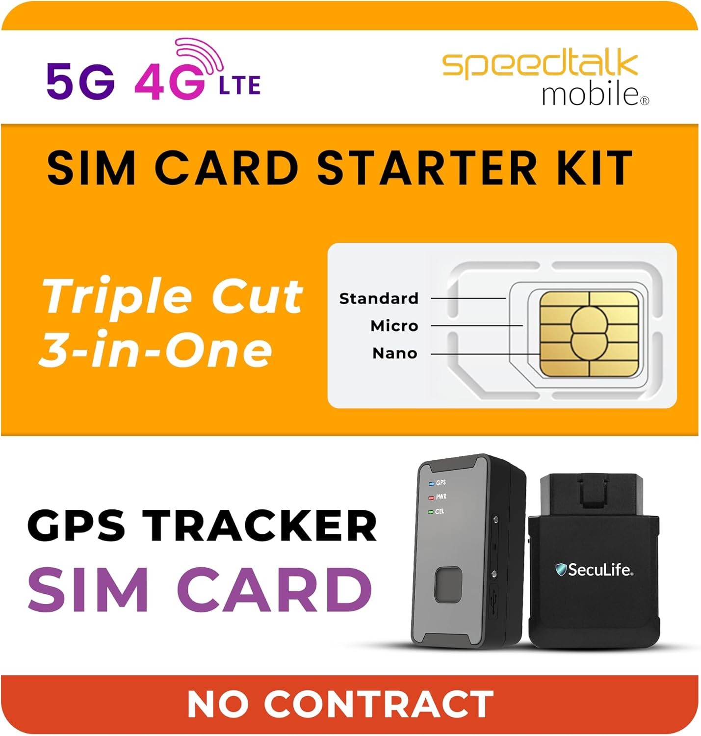 SpeedTalk Mobile GPS Tracker SIM Card Starter Kit | 3 in 1 Universal... 