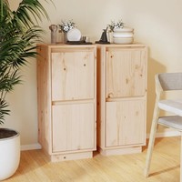 Sideboard Massivholz Kiefer 2Er Set Wohnzimmer 31,5X34X75 Cm