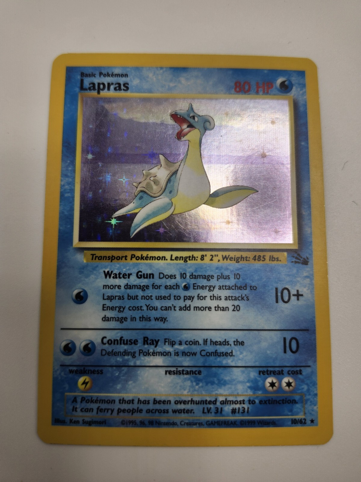 Pokémon TCG Lapras Fossil 10/62 Holo Unlimited Holo Rare