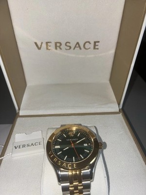 Versace VEVK00520 Hellenyium silber gold grün Edelstahl Herren Uhr NEU