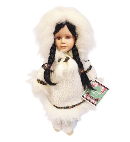 Vintage Heritage Porcelain Doll Indian Crafts Inuit Yupik Alaskan Native 