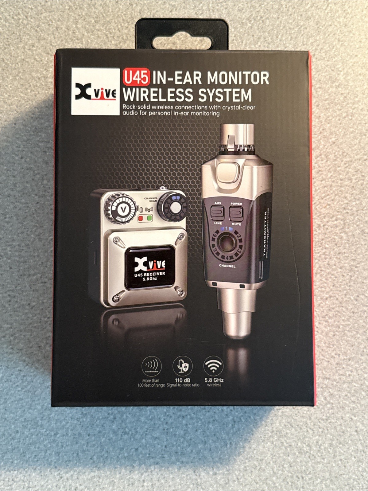 Xvive U45 In Ear Wireless System (5.8GHz) with Hard Case and cables!