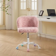 A&A Artificial Rabbit Hair Office Chair - Metal Base, Adjustable, Swivel