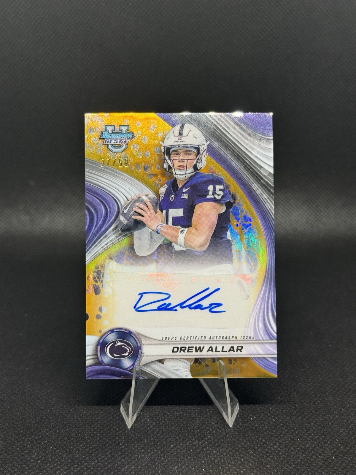 2024 Bowman's Best U University Drew Allar Yellow Refractor Auto /75 Penn State
