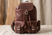 Genuine Leather Laptop Backpack, Vintage Brown Rucksack, Casual Travel Daypack