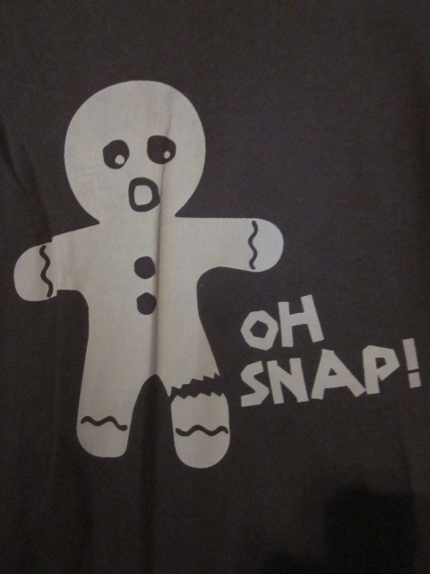 NWOT - OH SNAP! Gingerbread Man Image Adult Size M Brown Short Sleeve Tee