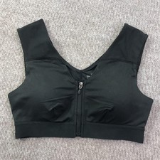 Tommie Copper Sports Bra Womens Large Black Zip Front Shoulder Support Mesh