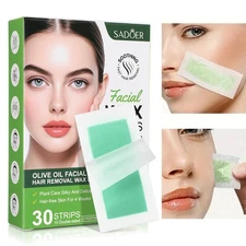 30X Facial Wax Strips For Face,Eyebrow,Chin,Upper Lip Hair Removal&8 After Wipes