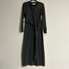 Modern Citizen Lenese Wrap Midi Dress Grey Small Neutral Minimal Office Work