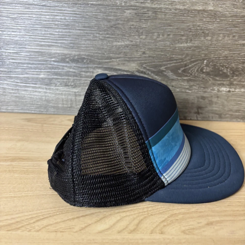 Boné Billabong Snap Back Juventude Caminhoneiro Malha Azul Listra Preta Surf Skate - Imagem 4 de 4