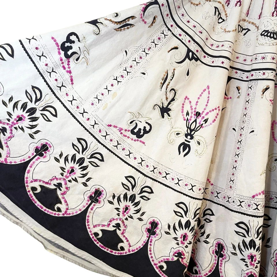 Falda midi Sweet by Miss Me círculo algodón bordado lentejuelas Y2K caprichoso de colección Foto 2 de 4