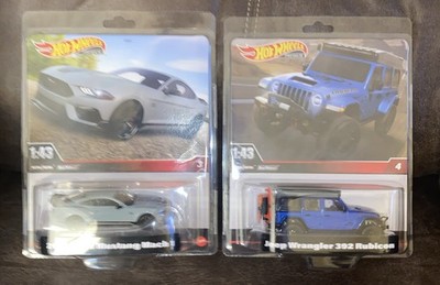 x2 Hot Wheels Premium 1:43 Scale 2021 Ford Mustang Mach 1 Jeep Wrangler Rubicon