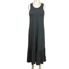 Madewell Black White Striped Ribbed Knit Tiered Ruffle Maxi Dress Medium