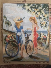 Creations butterfly Printed needlepoint Tapestry  50x60 Cm bike ride Canvas Only