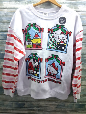 Hello Kitty & Pompompurin Cinnamoroll Kuromi Light Up Christmas Sweatshirt-Large