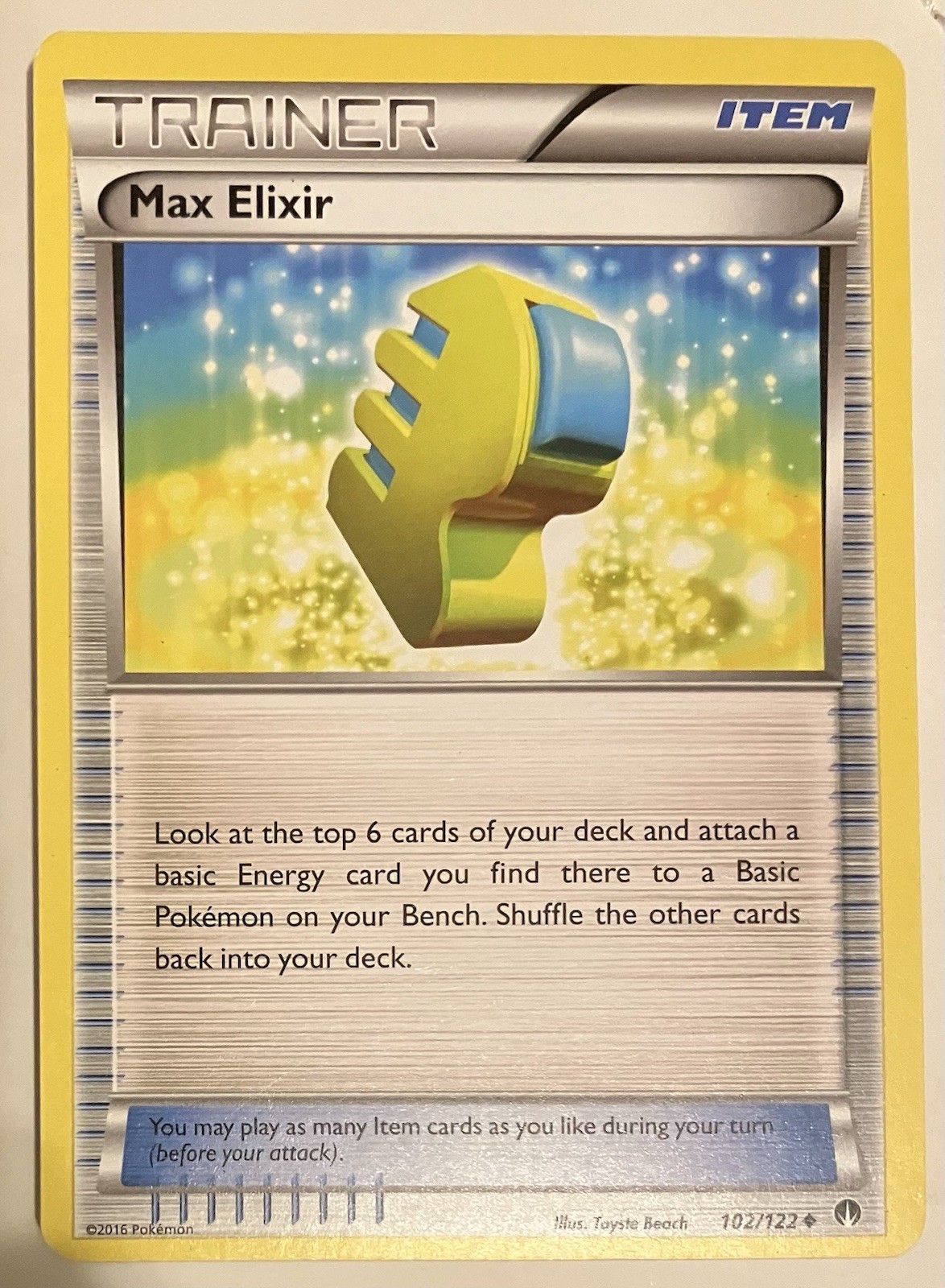 Pokemon TCG Card Max Elixir 102/122 2016 XY Breakpoint Non-Holo Uncommon MP