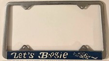 Vintage Lets Boogie Booster License Plate Frame Hot Rod Muscle Car Rat Rod Van