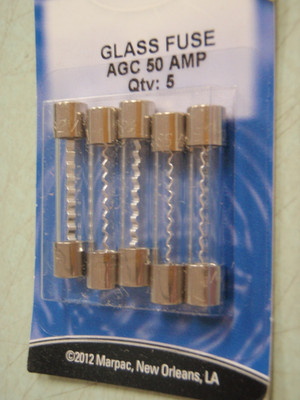 FUSE 50 AMP AGC50 7-3750 PACK OF 5 FUSES GLASS 12 V TO 32 V DC 50 AMP AGC