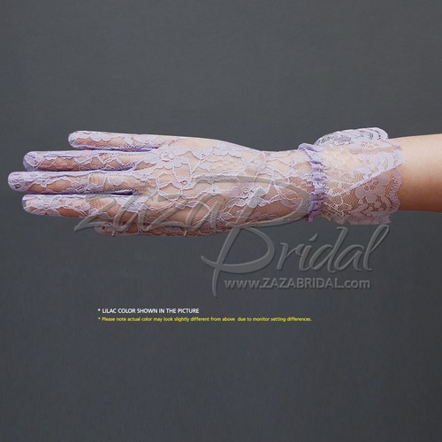 Guantes de encaje para mujer con patrón floral y longitud de muñeca con volantes, varios colores - Imagen 6 de 16