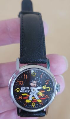 Vintage Disco Mickey Mouse Wristwatch Watch, wind up, works Mickey Wind up Watch - Etsy main image 3