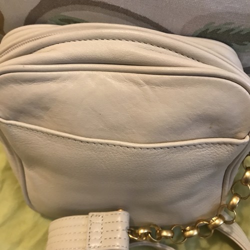 JAY HERBERT New York Quilted Creamy White Leather Crossbody Bag Chain Strap - Picture 10 of 10