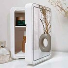 Milo Skincare Fridge with Dimmable LED Mirror 4 L/6 Can, Makeup Mini Fridge for