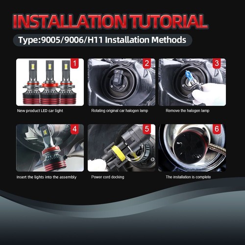 LED Headlight Hi Lo Beam 30000LM Cool White Halogen Bulb Replacement Headlight - Foto 10 di 12