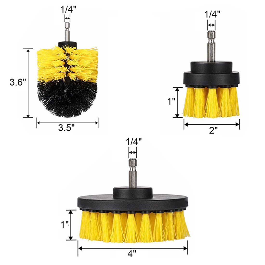 3X Car Power Wash Brush Cleaner Hard Bristle Drill Auto Detailing