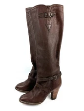 Chandlers Campus Vintage Boots 8 Brown Leather Zip Up Tall Bootie Western 70's