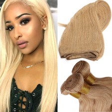 Brazilian Virgin 100 Human Hair Extensions Bundles Thick Weave Sewn In Blonde