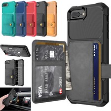 For iPhone 17 Pro Max 16 15 14 13 12 Leather Magnetic Card Holder Wallet Case