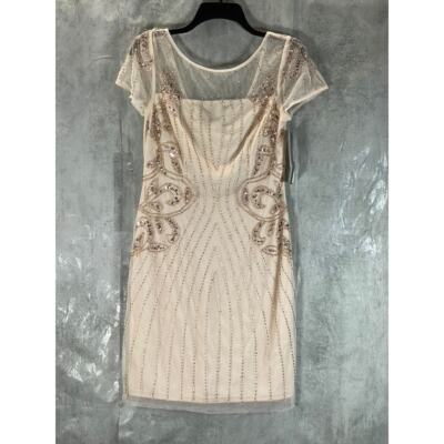 PAPELL STUDIO By ADRIANNA PAPELL Women's Flaxen Illusion Beaded Mini Dress  SZ 6 | eBay