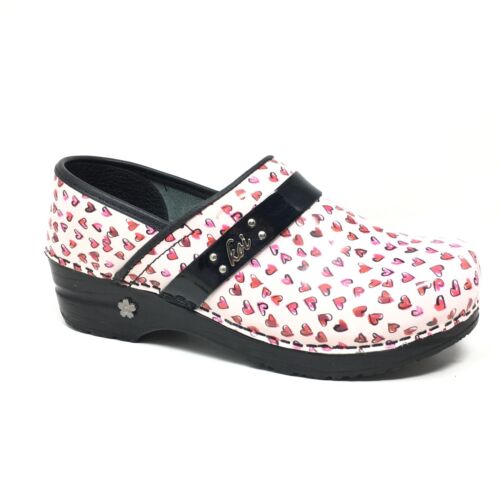 Koi by Sanita Clogs Loafers Shoes Womens Size 6 US 37 EU Pink Red Hearts Nursing - Picture 1 of 9