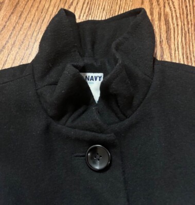 Old Navy Women Black Coat Jacket size S P Wool blend buttons