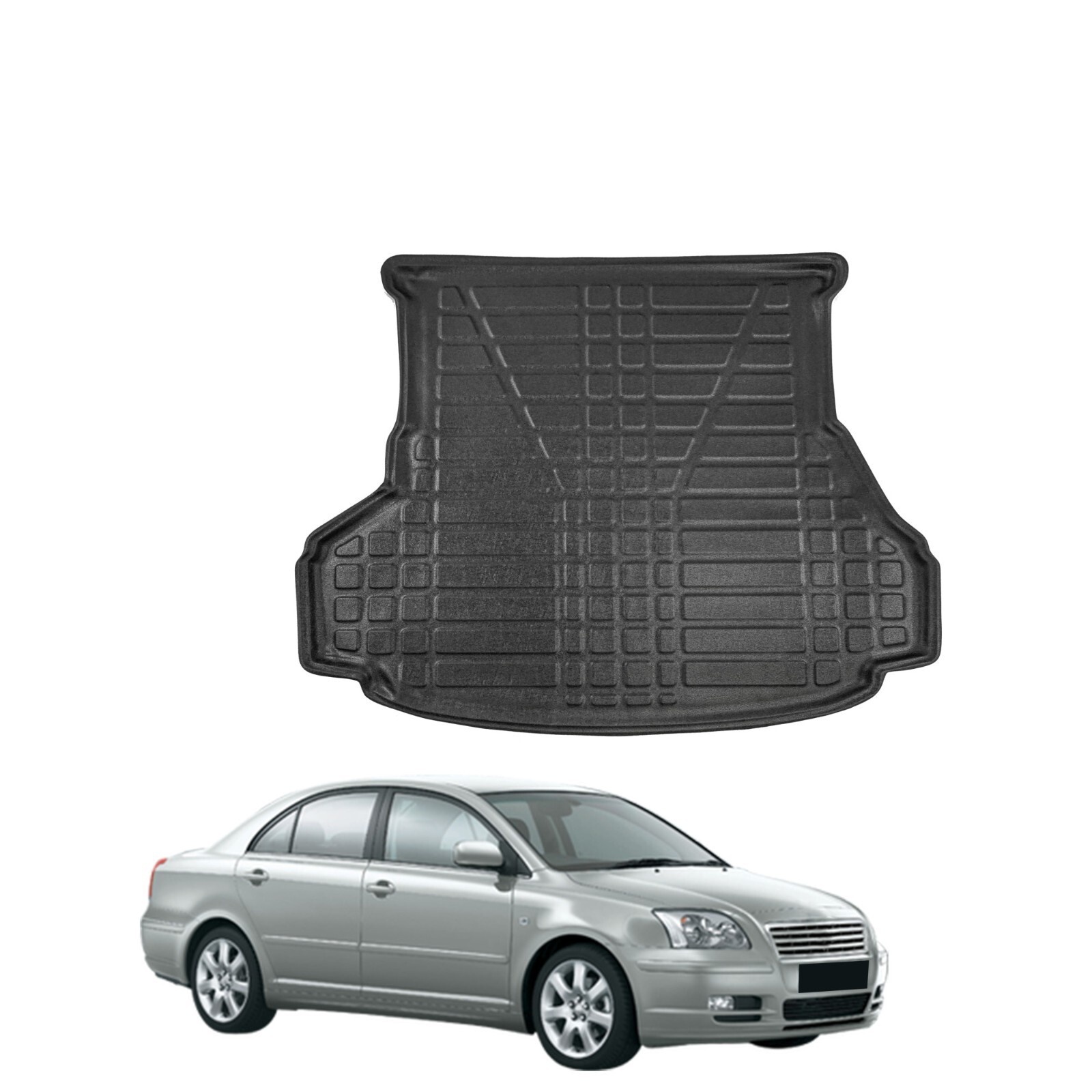Tapis de coffre pour Toyota Avensis 3 berline 4 portes 2009-2017 en caoutchouc noir sur mesure