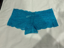 Boyshorts panty for women Sz M Blue Lace Waist Low Rise Floral Panties