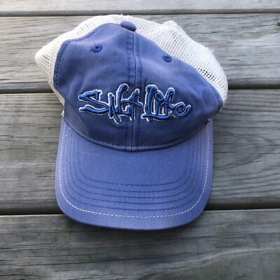 Salt Life Hat Cap Snap Back Youth Boy Blue Mesh Fishing Outdoor