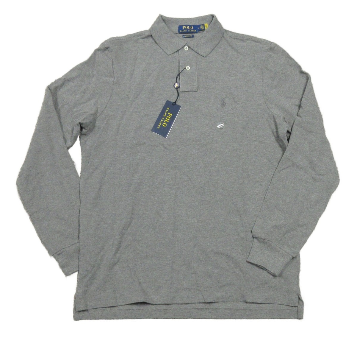 Polo Ralph Lauren Men's Grey Solid Classic Fit Mesh Long Sleeve