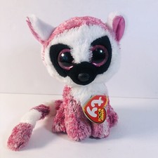 Ty Beanie Boos LeeAnn the Lemur Plush Stuffed Animal 6" Glitter Eyes Pink White