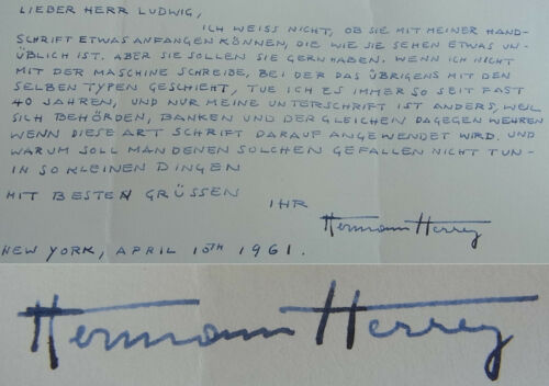 Architecte Hermann Herrey (1904-1968) : Lettre New York 1961, sur écriture manuscrite - Photo 1 sur 8
